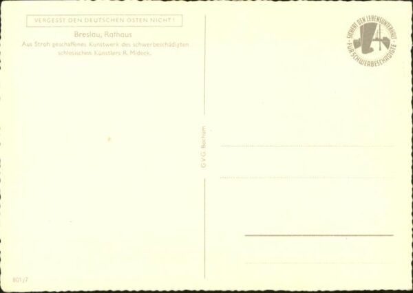 Breslau Niederschlesien Rathaus  Künstler R Mideck – Bild 2