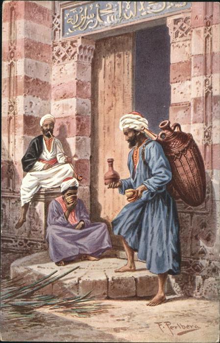 Kuenstlerkarte Wasserverkäufer Araber Perlberg