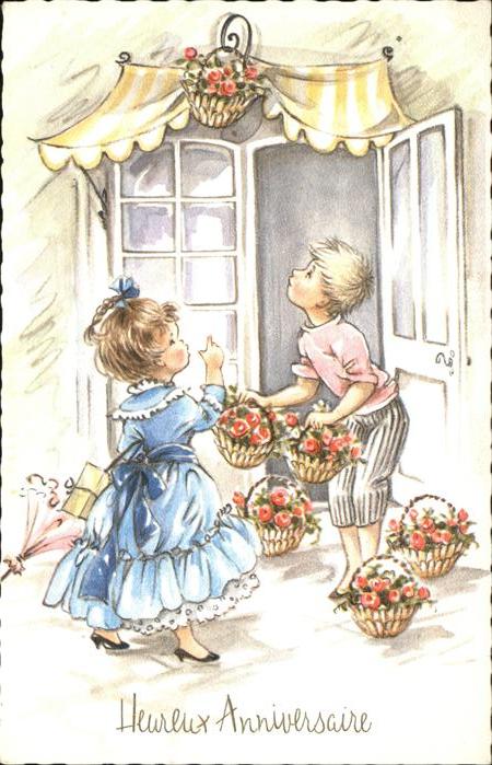 Geburtstag Kinder Korb Blumen
