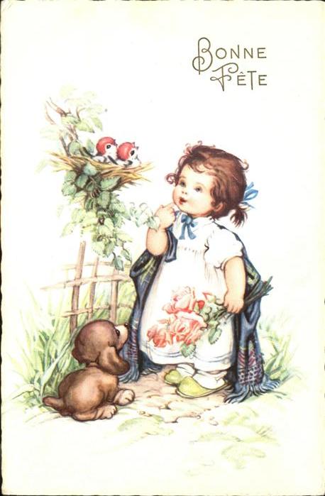Baby Nursery Bebe Hund Mädchen Vögel