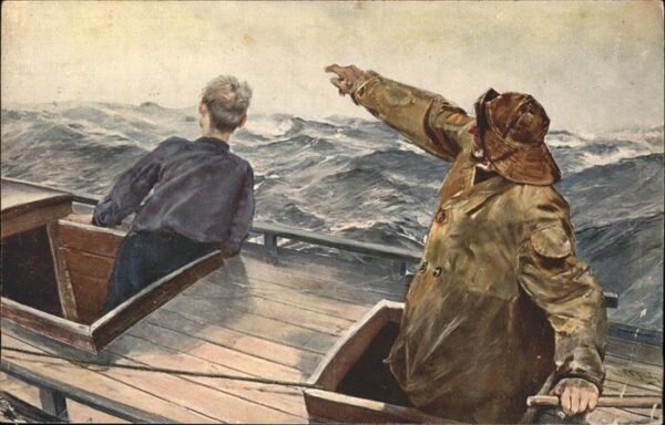 Kuenstlerkarte Christian Krogh Norwegisches Lotsenboot