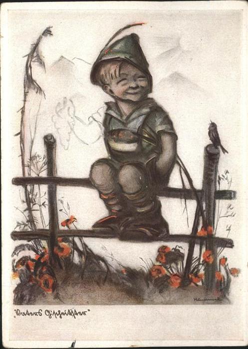 Kuenstlerkarte Hummel Junge Kind