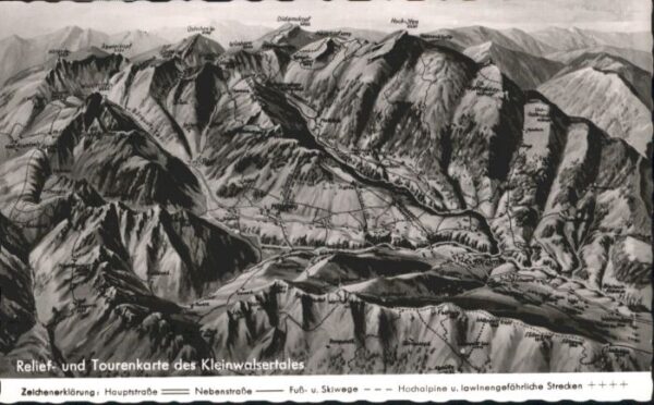 Kleinwalsertal Reliefkarte Tourenkarte