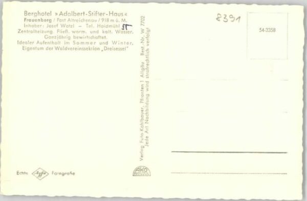 Frauenberg Berg Hotel Adalbert Stifter Haus – Bild 2