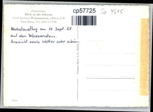 Weissenstein SO Weissenstein Fliegeraufnahme Kurhaus  H – Bild 2
