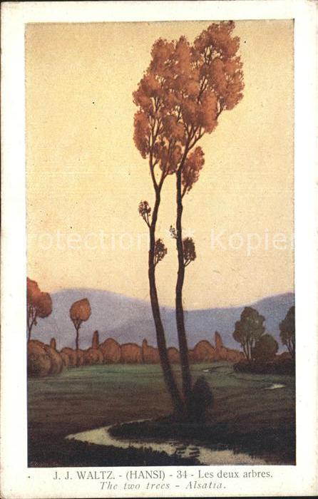Hansi Waltz J J Les deux arbres Alsatia Bäume Elsass