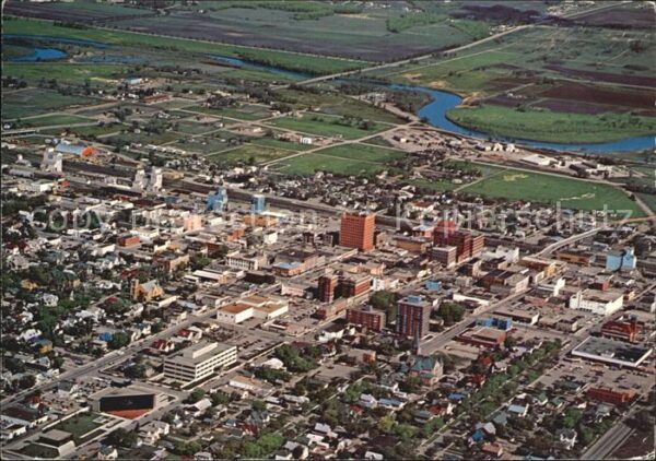 Brandon Manitoba Aerial view of the wheat citys downtown