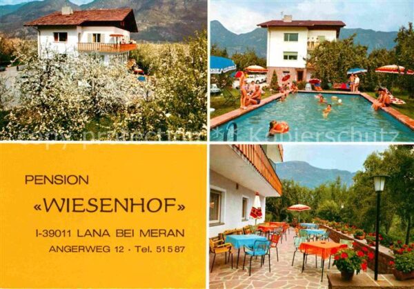 Lana Meran Pension Wiesenhof Terrasse Pool