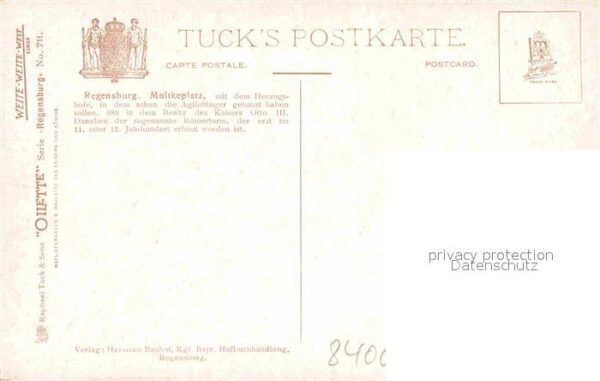 Verlag Tucks Oilette Nr. 711 Regensburg Moltkeplatz Römerturm He – Bild 2