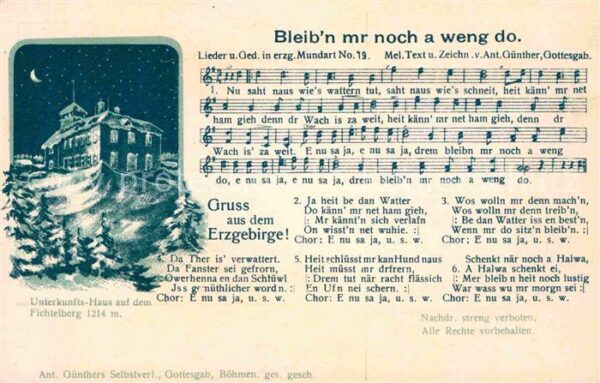 Liederkarte Bleib'n mr noch a weng do Unterkunftsha