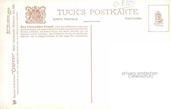 Verlag Tucks Oilette Nr. 659 Felsentor Uttewaldergrund Sächsisch – Bild 2