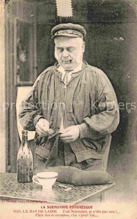 Handwerk Normandie Bas de Laine Socke Pfeife
