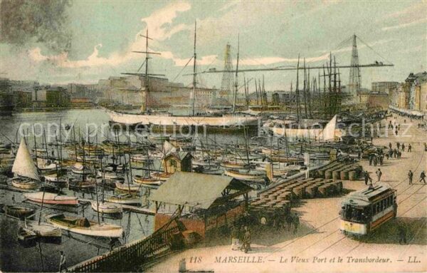 Strassenbahn Hafen Segelschiff Marseille Vieux Port