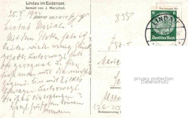 Kuenstlerkarte J. Marschall Lindau Bodensee – Bild 2