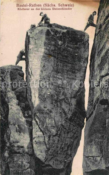 Klettern Bergsteigen Bastei Rathen Kleine Steinschleuder