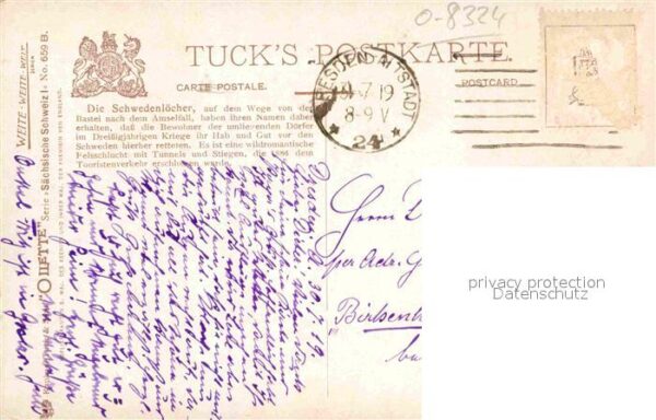 Verlag Tucks Oilette Nr. 659 B Schwedenlöcher Sächsiche Schweiz – Bild 2