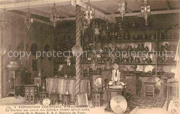 Exposition Coloniale Strasbourg 1924 Ciseleur sur Cuivre Souks Nord Africain