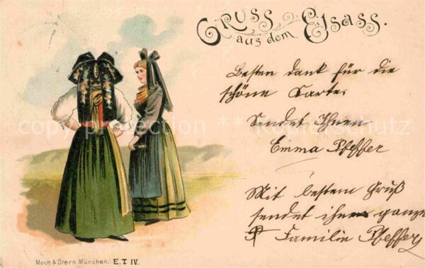 Trachten Alsace Verlag Moch & Stern München Litho