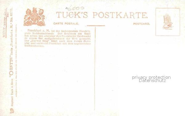 Verlag Tucks Oilette Nr. 617 B Frankfurt am Main Eiserner Steg C – Bild 2