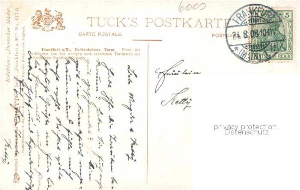 Verlag Tucks Oilette Nr. 617 B Frankfurt am Main Eschenheimer Tu – Bild 2