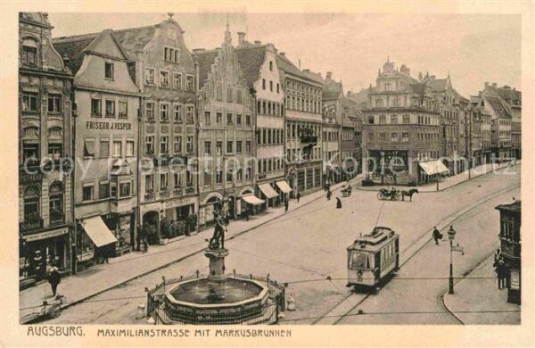 Strassenbahn Augsburg Maximilianstrasse Markusbrunne