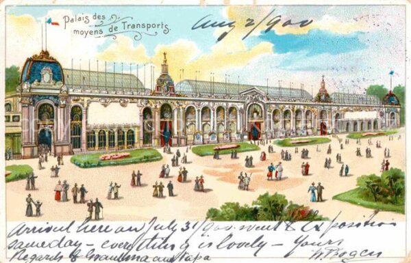 Exposition Universelle Paris 1900 Palais des Moyens de Transports Litho