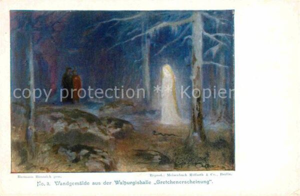 Kuenstlerkarte Hermann Hendrich Gretchenerscheinung Wa