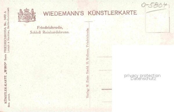Verlag Wiedemann WIRO Nr. 3492 A Friedrichroda Schloss Reinhardsb – Bild 2