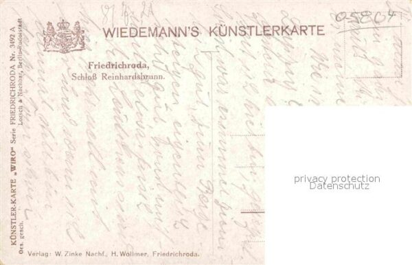 Verlag Wiedemann WIRO Nr. 3492 A Friedrichroda Schloss Reinhardsb – Bild 2