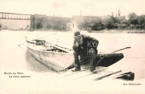 Fischerei Fischer Rheinufer Boot
