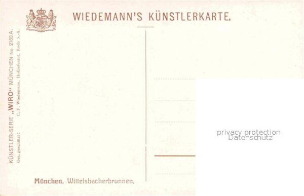 Verlag Wiedemann WIRO Nr. 2160 A München Wittelsbacherbrunnen – Bild 2