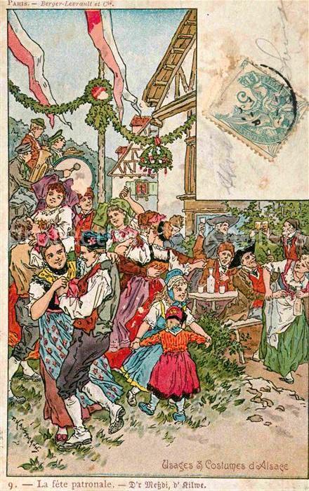 Trachten Alsace Fete Patronale Künstlerkarte P. Kauffma