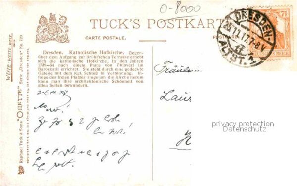 Verlag Tucks Oilette Nr. 729 Dresden Katholische Hofkirche Charl – Bild 2