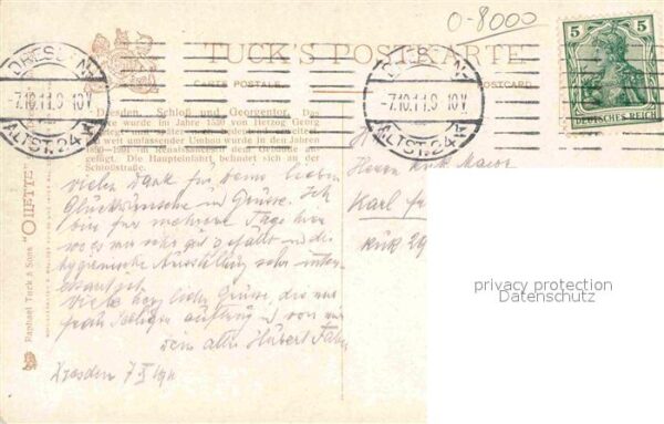 Verlag Tucks Oilette Nr. 654 Dresden Schloss Georgentor – Bild 2