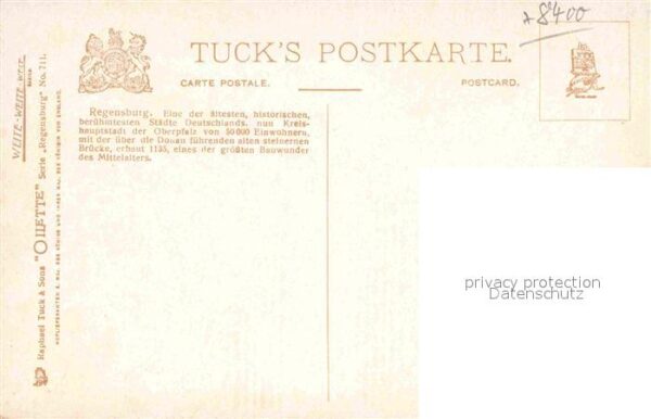 Verlag Tucks Oilette Nr. 711 Regensburg Steinerne Brücke Charles – Bild 2