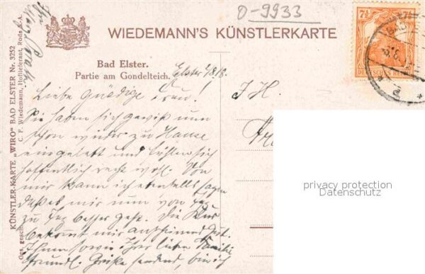 Verlag Wiedemann WIRO Nr. 3252 Bad Elster Partie am Gondelteich – Bild 2