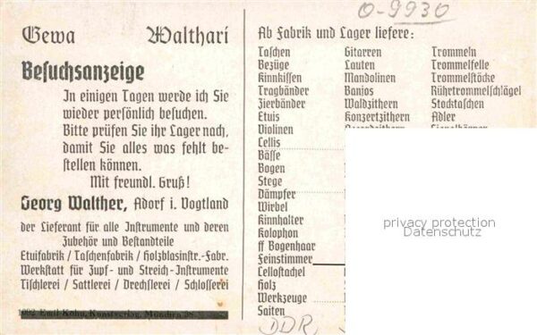 Kuenstlerkarte Emil Rau Der Zitherspieler Besuchsanzei – Bild 2