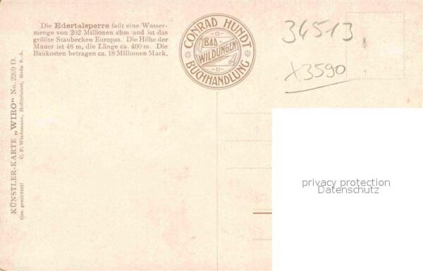 Verlag Wiedemann WIRO Nr. 2209 D Edertalsperre – Bild 2