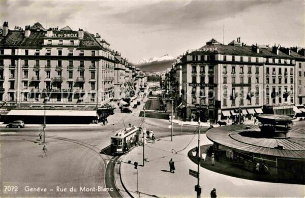 Strassenbahn Geneve Rue du Mont-Blanc Hotel du Siecl