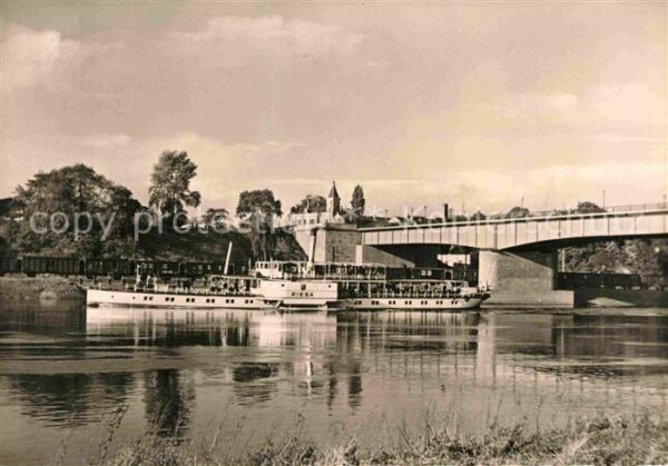 Dampfer Seitenrad Riesa Neue Elbbrücke