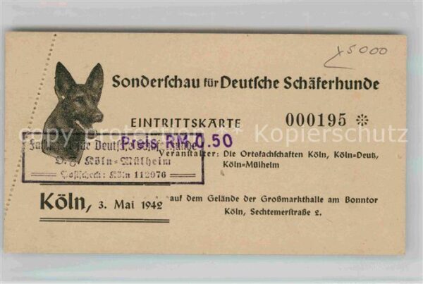 Schaeferhunde Sonderschau Köln Eintrittskarte