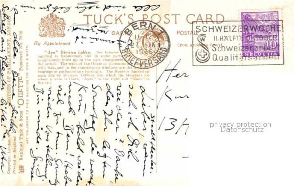 Verlag Tucks Oilette Nr. 7906 Aye Division Lobby House of Common – Bild 2