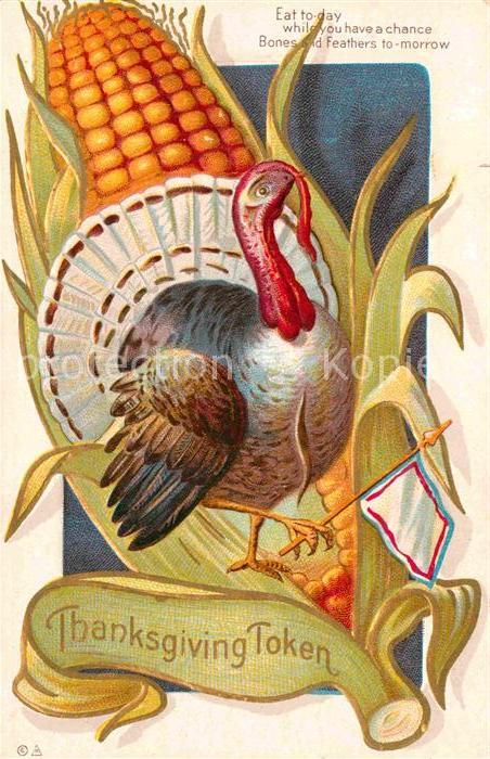 Events Thanksgiving Token Truthahn Mais Litho