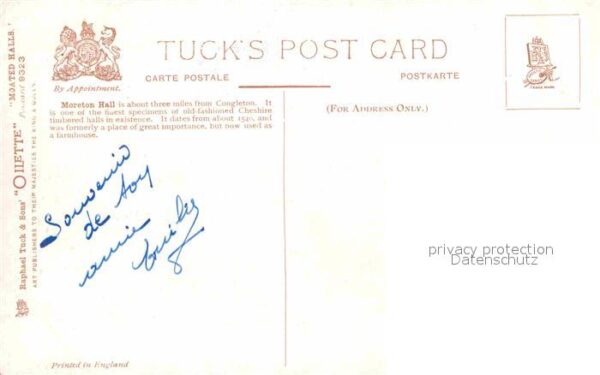 Verlag Tucks Oilette Nr. 9323 Moreton Old Hall Cheshire – Bild 2