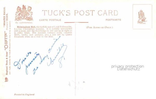 Verlag Tucks Oilette Nr. 9323 Helmingham Hall Suffolk – Bild 2