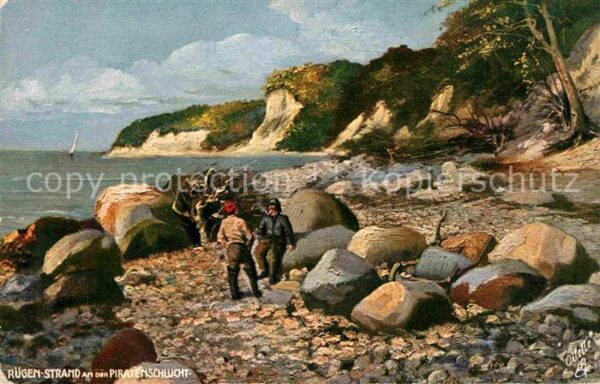 Verlag Tucks Oilette Nr. 689 B Rügen Strand Piratenschlucht