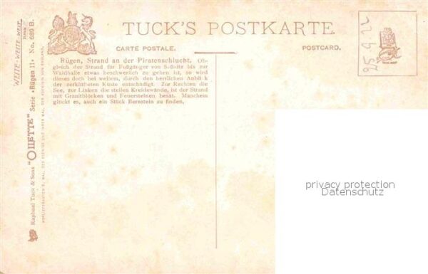 Verlag Tucks Oilette Nr. 689 B Rügen Strand Piratenschlucht – Bild 2
