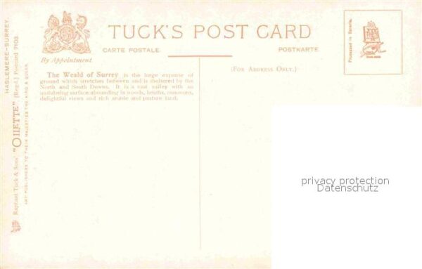Verlag Tucks Oilette Nr. 7103 Haslemere The Weald of Surrey – Bild 2