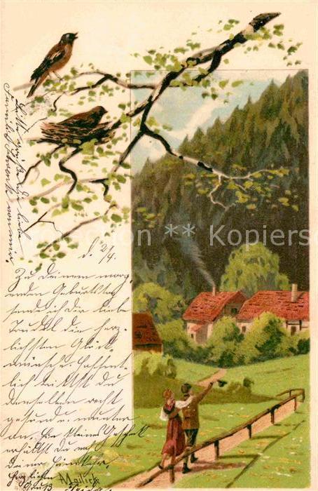 Mailick Wandern Vögel Litho