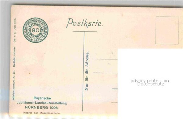 Ausstellung Bayr Landes Nuernberg 1906 Inneres Maschinenhalle – Bild 2